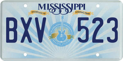 MS license plate BXV523