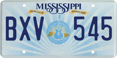 MS license plate BXV545