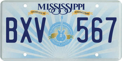 MS license plate BXV567
