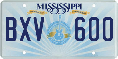 MS license plate BXV600