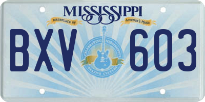 MS license plate BXV603