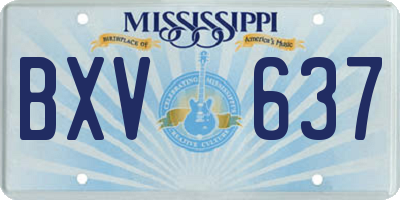 MS license plate BXV637