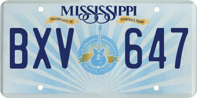 MS license plate BXV647