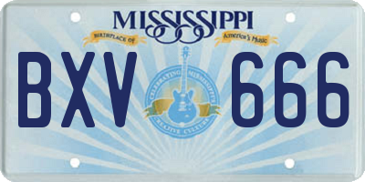 MS license plate BXV666