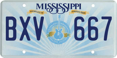 MS license plate BXV667
