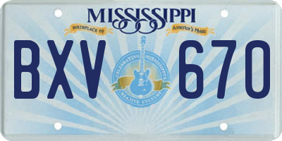MS license plate BXV670