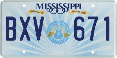 MS license plate BXV671