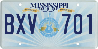 MS license plate BXV701