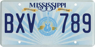 MS license plate BXV789