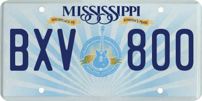 MS license plate BXV800