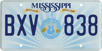 MS license plate BXV838