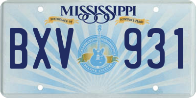 MS license plate BXV931