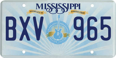 MS license plate BXV965