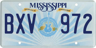 MS license plate BXV972