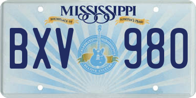 MS license plate BXV980