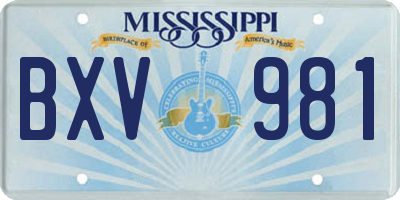 MS license plate BXV981