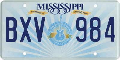 MS license plate BXV984