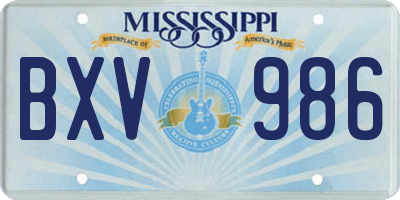 MS license plate BXV986