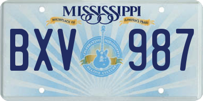 MS license plate BXV987