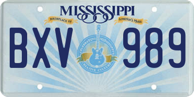 MS license plate BXV989