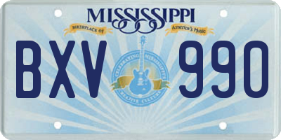MS license plate BXV990