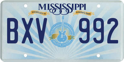 MS license plate BXV992