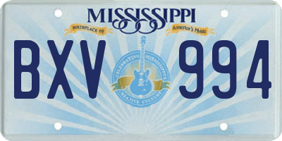 MS license plate BXV994