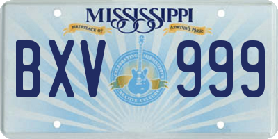 MS license plate BXV999