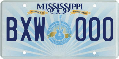 MS license plate BXW000