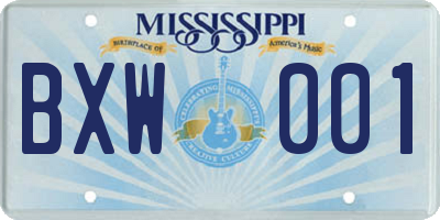 MS license plate BXW001