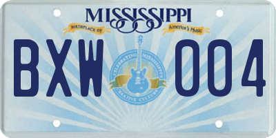 MS license plate BXW004