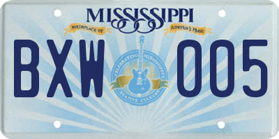 MS license plate BXW005