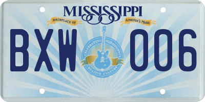 MS license plate BXW006