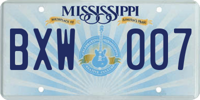 MS license plate BXW007