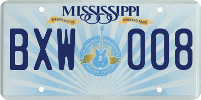 MS license plate BXW008