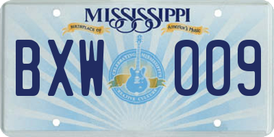 MS license plate BXW009
