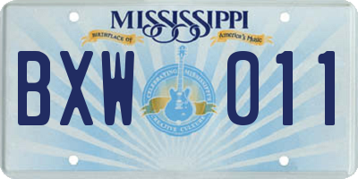 MS license plate BXW011