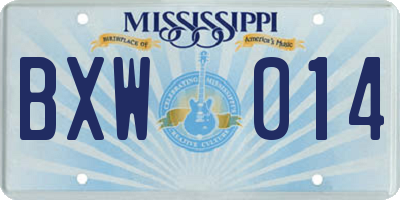 MS license plate BXW014