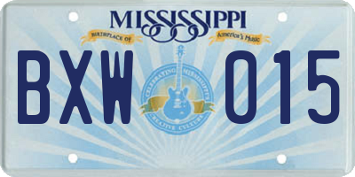 MS license plate BXW015