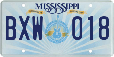 MS license plate BXW018