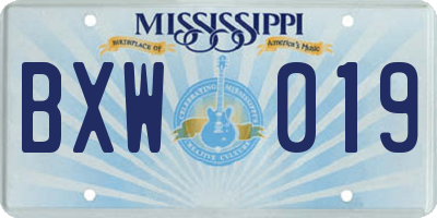 MS license plate BXW019