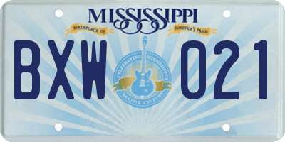 MS license plate BXW021