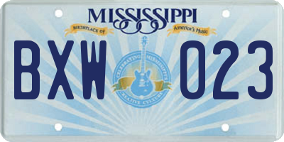 MS license plate BXW023