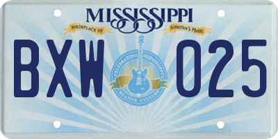 MS license plate BXW025