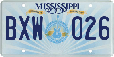 MS license plate BXW026