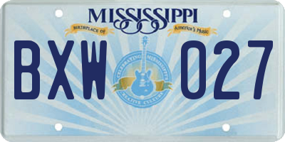 MS license plate BXW027