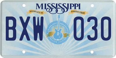 MS license plate BXW030