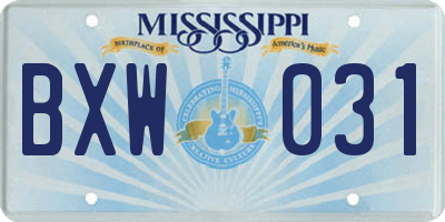 MS license plate BXW031