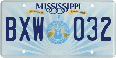 MS license plate BXW032