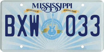 MS license plate BXW033